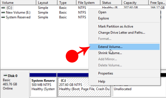 Expend C Drive in windows