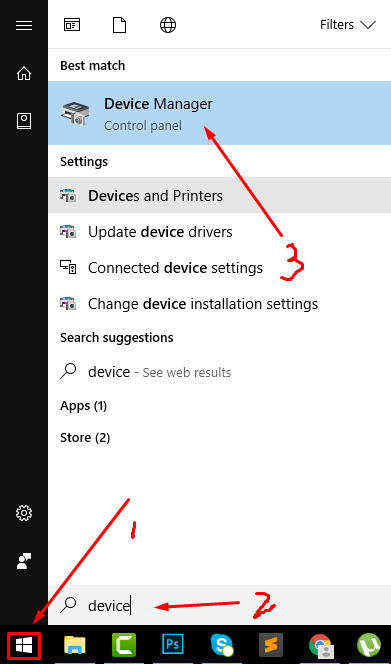 Device Manager Windows Button