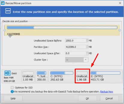 Unallocated Drive between C and E