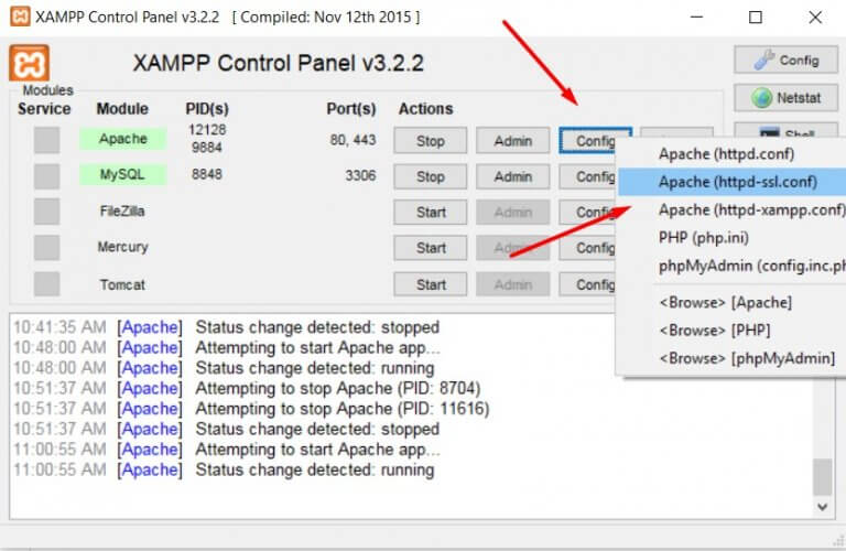 Apache ssl настройка windows