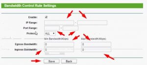 Bandwidth Control Rule Setting