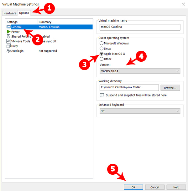 Virtual Machine Settings mac