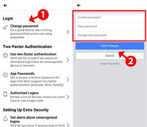 Change password - Android