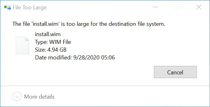 wim file too big